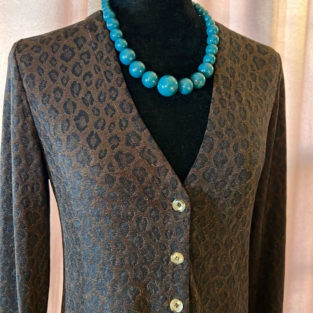 Vintage Rabbit Rabbit Rabbit Size 4P Animal Print V Neckline Midi Cardigan - Picture 1 of 15